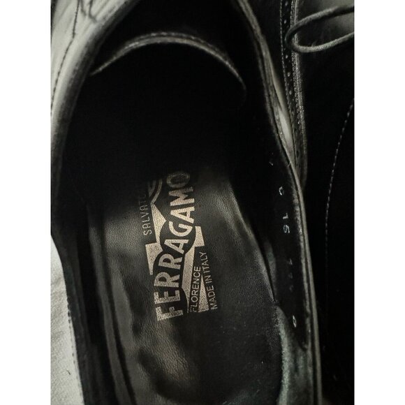 FERRAGAMO Salvatore Men's Leather Cap Toe Brogue Oxford Black 11.5 - Picture 6 of 8
